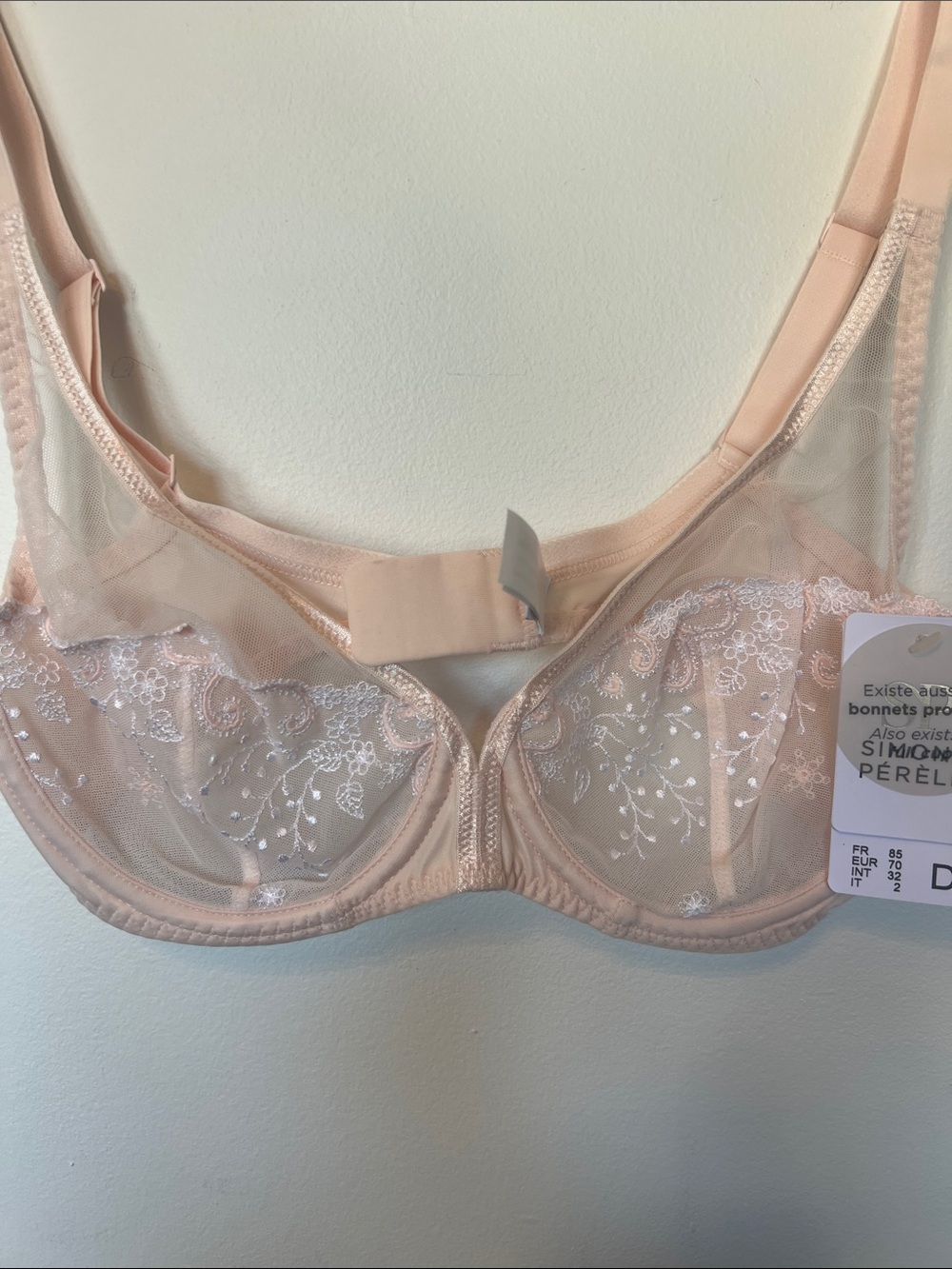 Simone Pérèle Délice Sheer Full Cup Plunge Bra - NWT 32D, Rose Blush